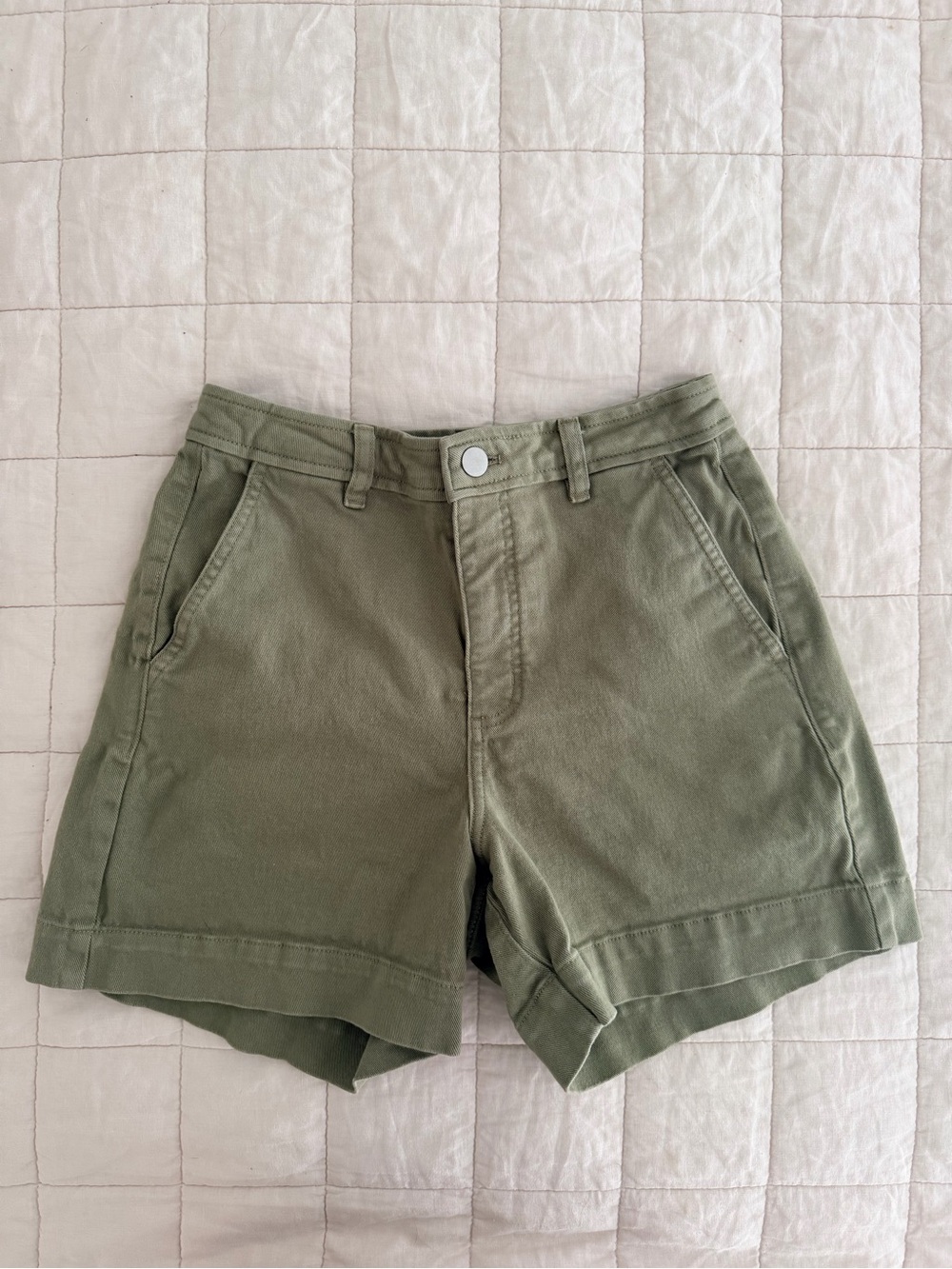 Everlane - Size 4 - Olive Green The Utility High-Rise Cotton Shorts in Kalamata